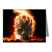 Note Card Flaming Skull