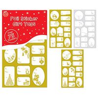 75 x Christmas Xmas Red Glitter or Foil Silver & Gold Sticker Gift Tags, Gold & Silver