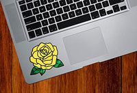 Yadda-Yadda Design Co. Rose Blossom D2 Stained Glass Style - Vinyl Decal for Trackpad | Tablet | Laptop YYDC (2.75" w x 3" h) (Variations Available) (Small, Yellow)