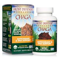 Host Defense, Chaga Capsules, Antioxidant and DNA Support, Daily Mushroom Supplement, Vegan, Organic, Gluten Free, 120 Capsules (60 Servings)
