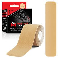 Motus Tape Elastic Cotton Kinesiology Tape, Waterproof, Therapeutic Support, 20 Units, 2 x 10 Inch Pre-Cut Strips, Beige