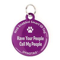 Dynotag Web Enabled Super Pet ID Smart Tag. Deluxe Coated Steel, with DynoIQ & Lifetime Recovery Service. Fun Series (Purple: Have Your People Call My People)