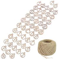 Gift Tags Unfinished Wood Hanging Ornament 26 Letters 25 Numbers Wood Signs with 100 Feet Natural Jute Twine for Present Crafts,DIY Person Name Gift Box Lables,Xmas Advent Calendar Wedding Party Decor