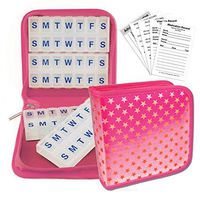 Pill Vitamins Organizer Travel Home 4-8 weeks Case Pink Magnetic #POM-R012P#