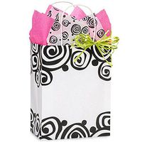 NW Bohemian Swirls Paper Shopping Bags - Cub Size - 8 x 4 3/4 x 10 1/2in. - 25 Pack
