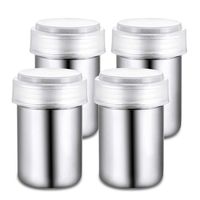 LOHOME Stainless Steel Fancy Coffee Dredger Cocoa Powder Shaker with Fine-mesh Lid & Translucent Plastic Cover for Baking & Cooking At Home/Restaurant (4-Pieces)