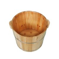 FOOTDQ Wooden Foot Bath Barrel Pedicure Basin Natural Keep Up Fumigation Pedicure Massage High 30CM for Family (Color : Without lid)