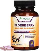 Elderberry Capsules Extra Strength Flu & Cold Relief 1200mg - Immune Support Black Sambucus Nigra Extract Pills - Made in USA - Best Vegan Adults Antioxidant Powder Supplement - 60 Capsules
