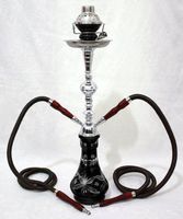 2 Hose Hookah Shisha Pipe 23" BLACK ONYX for Narghile Smoking + Two Hooka Hoses