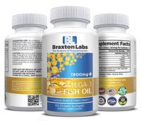 Braxton Labs Omega-3 Fish Oil 1900mg+ 60 softgels made in the USA,GMP,FDA,ALL NATURAL LABRATORY TESTED,NON-GMO,GLUTEN FREE