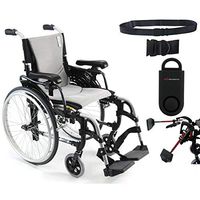 Karman S-Ergo 305 Ultra Lightweight Ergonomic Wheelchair | Upgraded to Elevating Legrests | Seat Size 16" X 17" | Frame Color Pearl Silver & Free 130 dB Black Safety Alarm! + Black Belt!