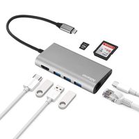 Nllano 8-in-1 Type-c Hub Adapter with USB-C Power Delivery, HDMI Output,SD/TF Card Reader Slot, 3 USB 3.0 Ports and Gigabit Ethernet Port for MacBook/Mabook Pro o/Chromebook Pixel and More