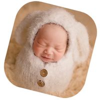 Newborn Baby Photo Props Boy Girls Blanket Backdrop Rainbow Wrap Cloth Photo Shoot Outfits Baby Photography Props (White)