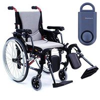 Karman S-Ergo 305 Ultra Lightweight Ergonomic Wheelchair | Upgraded to Elevating Legrests | Seat Size 18" X 17" | Frame Color Rose Red & Free 130 dB Matte Blue Personal Safety Alarm/Siren!