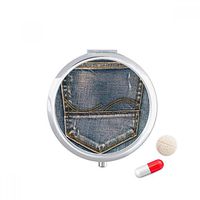 Pocket Denim Jean Cowboy Lining Textile Travel Pocket Pill case Medicine Drug Storage Box Dispenser Mirror Gift