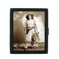 Perfection In Style Metal Cigarette Case Vintage Cowgirl Design 003
