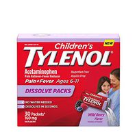 Children's Tylenol Dissolve Powder Packets with 160 mg Acetaminophen, Wild Berry, 30 ct