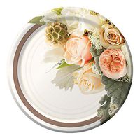 Creative Converting 8-Count Paper Banquet Plates, Rose Gold Bouquet