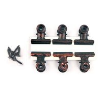 BarnwoodUSA Metal Hinge Clips, Bulldog Clips, Rustic Bronze Finish - Pack of 6, Screws Included