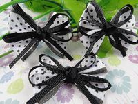 20pcs Grosgrain Ribbon Flowers Bows Wedding Appliques Craft Black