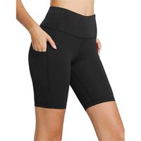 Cathalem Women's 8" / 5" High Waist Workout Yoga Running Compression Shorts Tummy Control Side Pockets Black