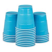 JAM PAPER Bulk Plastic Party Cups - 12 oz - Sea Blue - 200 Glasses/Box