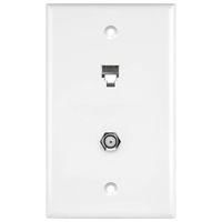 ENERLITES Combination Coaxial TV Cable / RJ11 Telephone Jack Wall Plate, F-Type F81 Connector, 6-Position 6-Conductor (2-Line Support), 1-Gang 4.50" x 2.76", 6661-W, White