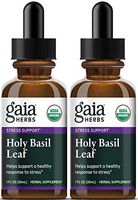 Gaia Herbs Holy Basil Leaf, Liquid Supplement, 1 Ounce (Pack of 2) - Stress Relief, Healthy Inflammatory Response, USDA Organic