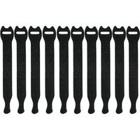 Pearstone 1 x 10 Touch Fastener Straps (Black, 10-Pack)
