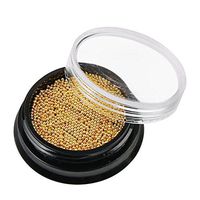 Euurson 1 Box Gold Silver Steel Bead 3D Round Nail Studs Nail Rhinestone Nail Art Decoration (Gold)