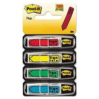 Post-it 684SH Arrow Message 1/2-Inch Page Flags,"Sign Here", 4 Colors w/Dispensers, 120/Pack