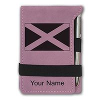 Mini Notepad, Flag of Scotland, Personalized Engraving Included (Pink)