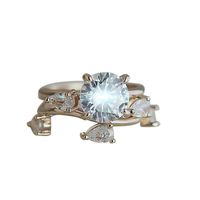 Fxbar Women Rings Jewelry Set Simple Rose Gold Engagement Ring Chic Flower Inlaid Zircon Anniversary Band Ring (Rose Gold,7)