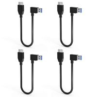 USB 3.0 Micro Cable, ELUTENG 4 Packs External Hard Drive Cable 1FT 5Gbps 90 Degree Right Angle to Micro-B Data Sync and Charging Cable for External Hard Drive Enclosure HDD SSD Smart Phones