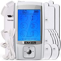 TENKER EMS TENS Unit with 8 Electrode Pads, Rechargeable Muscle Stimulator Pain Reliever for Muscle Stiffness, Soreness, Aches and Pains, Perfect for Relaxation, White