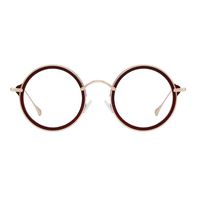 LR Round Blue Light Blocking Glasses Eyestrain UV Filter Lens Anti Blue Ray Glasses for Computer Use (Red/Gold)