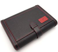 Travel Cigar Humidor Box Great Carry Along - Authentic Full Grade Cow Leather - Black & Red Stitch