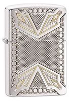 Zippo Armor Arrowhead Design Pocket Lighter, Brushed Chrome