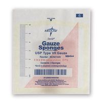 Medline NON21420H Gauze, Sponge, 2" x 2", 8Ply, Sterile, Lf, 2S (Pack of 100)