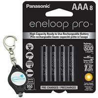 Panasonic eneloop pro AAA Rechargeable Batteries High Capactiy Ni-NH Pre-Charged, 8 Pack Bundle with a Lumintrail Keychain Light