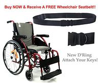 New Karman S-Ergo 125 (S-Ergo125F16RS) Ergonomic Wheelchair with Flip-Back Armrest and Swing Away Footrest in Red, Fixed Wheel, 16" Seat Width Free Wheelchair Seatbelt!