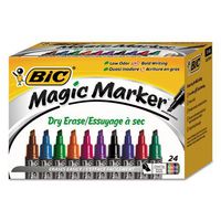 BIC Magic Dry Erase Marker, Tank Style, Chisel Tip, Assorted Colors, 24-Count (packaging may vary)