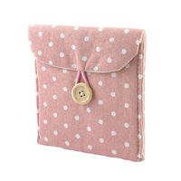 uxcell Lady Soft Cotton Blends Polka Dots Napkins Holder Bag Pink White