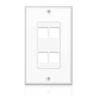 TNP Keystone Wall Plate - 4 Port Keystone Insert Jack Single Gang Wiring Plug Socket Decorative Face Cover Outlet Mount Panel with Screws White