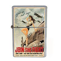 Wind Proof Dual Torch Refillable Lighter Vintage Poster D-223 Give em Hell Boys Join The Flight Let's Go
