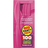 Amscan 43603.103 Plastic Knives, 9.8 x 7.5 x 8.8 inches, Bright Pink