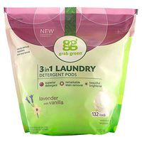 Grab Green Natural 3 in 1 Laundry Detergent Pods, Lavender + Vanilla-With Essential Oils, 132 Loads, Organic Enzyme-Powered, Plant & Mineral-Based, 74.5 Ounce