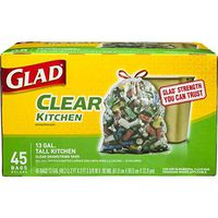 Glad Tall Kitchen Drawstring Recycling Bags - 13 Gallon Clear Trash Bag - 45 Count