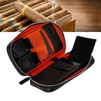 Genuine Leather Portable Travel Cigar Case, Travel Cigar Pouch with 2 Pocket Can Holds 5 Cigars Best Gift