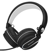 RockPapa Stereo Adjustable Foldable Headphones Lightweight Headband Headsets with Microphone 3.5mm for Cellphones Smartphones iPhone Tablets Laptop Computer Mp3/4 DVD (Black/White)